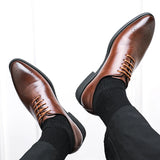 New Red Sole Brogue Shoes Men Black Business Men's Formal Shoes Lace-up Round Toe Spring/Autumn