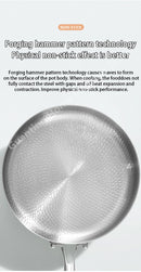 Titanium Stainless Steel Frying Pan Nonstick Wok Uncoated Pot Egg Steak Skillet Home Induction Cooker Gas Stove Kitchen Cookware