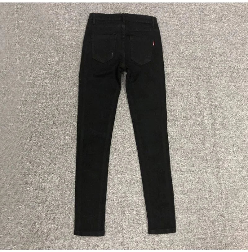 Spring Summer 2024 New Fashion Harem Denim Pants Female Rhinestones Korean Version High Waist Slim Elastic Jeans Pencil Pants