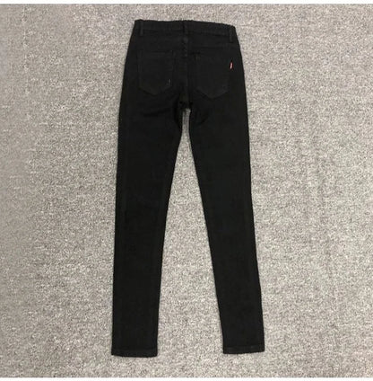 Spring Summer 2024 New Fashion Harem Denim Pants Female Rhinestones Korean Version High Waist Slim Elastic Jeans Pencil Pants