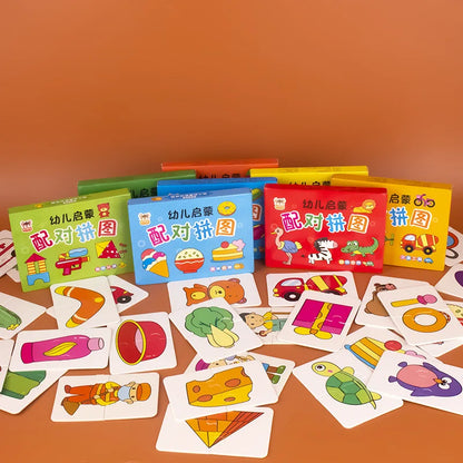 32 Pcs Enlightenment Card Matching Puzzle Early Education Cartoon Pattern Cognitive Boys and Girls Toys