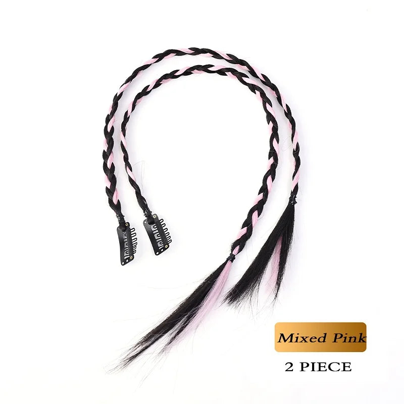 Synthetic 2pcs Braid Wig With Strong BB Clip Lightweight Box Braid Ponytail Hair Piece for Women