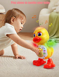 Pato eléctrico bailarín, divertido, parpadeante, con luz intermitente, sacude el cuerpo, lindo animal de dibujos animados musical, juguete educativo, regalo para niños