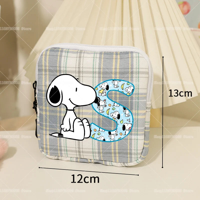 Snoopys Storage Bag Women Large-capacity Lipstick Sanitary Napkin Storage Bag Cute Anime Travel Portable Simple Girls Coin Purse