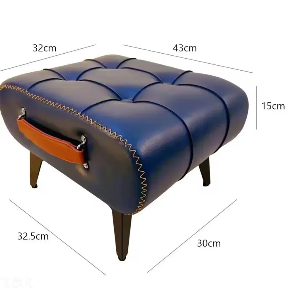 Nordic Luxury Leather with Handle Shoe Changing Stool Protable Foot Step Stool Furniture Ottoman for Living Room Bedroom