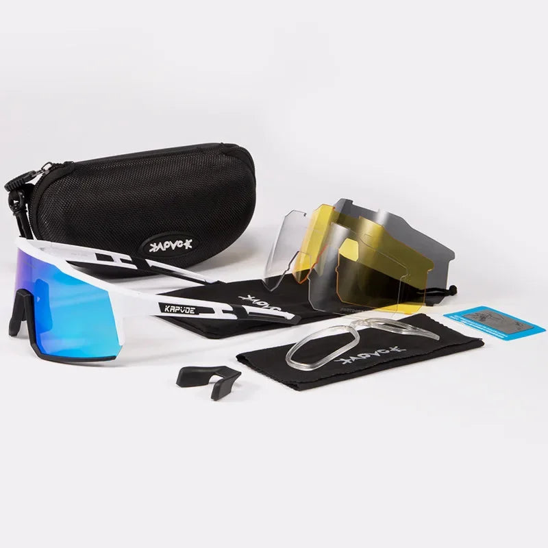 Men Women Polarized 4 Lens Sunglasses Cycling Bike Glasses Bicycle MTB Goggle Outdoor Sport Eyewear Anti-Glare Uv400 Equipment