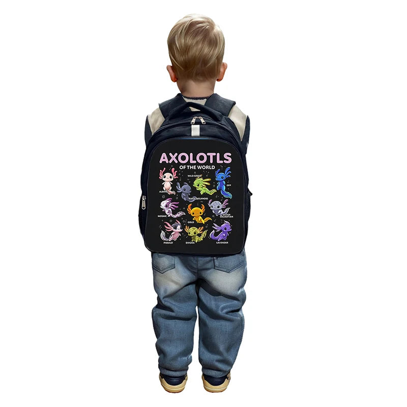 Axolotls of The World Backpack for Teenager Cute Axolotl Children School Bags Book Bag Laptop Backpacks Daypack Storage Bags