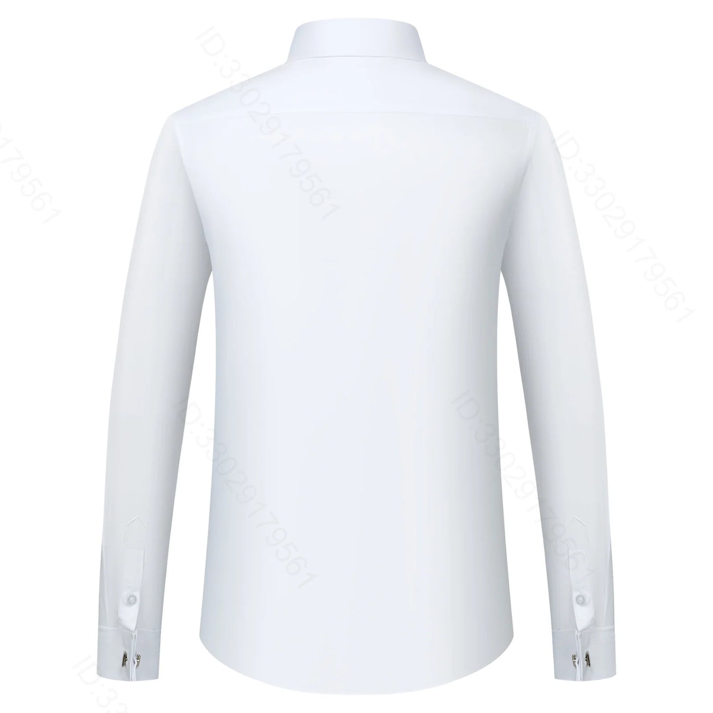 Camisa de vestir clásica para hombre, color liso, con puños franceses, cierre frontal, estilo formal, de negocios, corte estándar, manga larga, para oficina y trabajo, color blanco