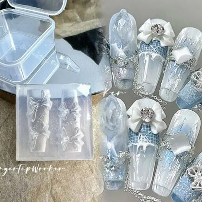 1Pc Chain Ice Flower Fox Spoon Fork Dragon Snake Butterfly 3D Acrylic Mold Nail Art Decorations  DIY Design Silicone Nails Mold