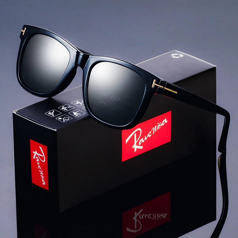 Fashion Square Polarized Sunglasses for Men, Driving, Fishing, Luxury Brand Designer UV400 Eyewear