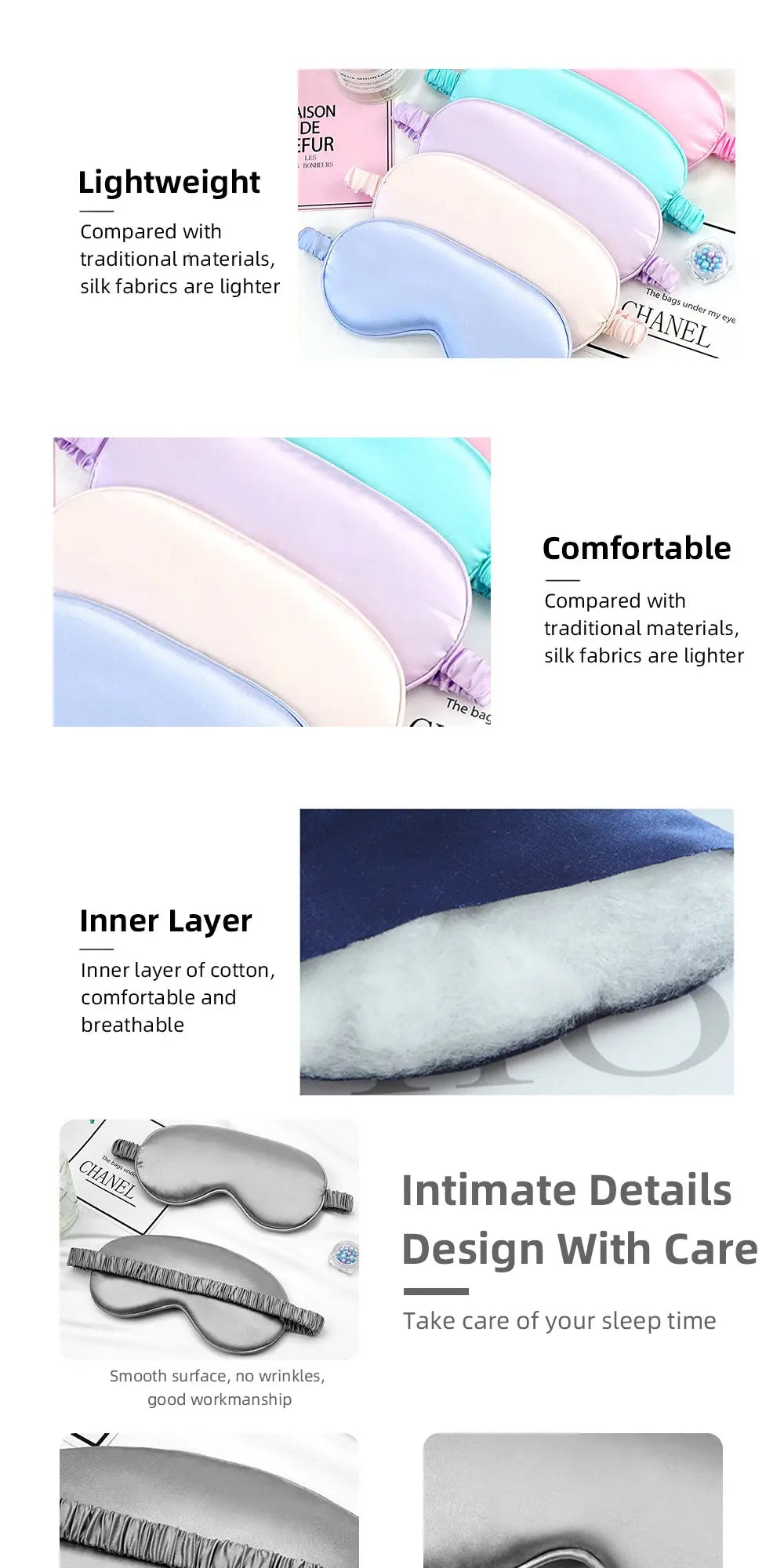 Parche de seda de imitación para ojos, antifaz para dormir, para viajes, relajante, protector para dormir, herramientas suaves para el cuidado de los ojos.