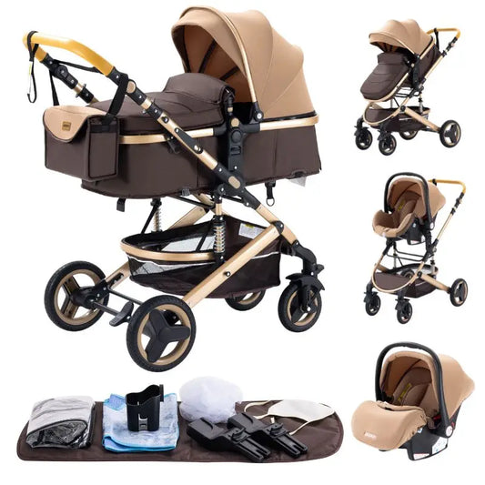 Newest Baby Stroller 3 in 1 Portable Luxury Travel Baby Carriage Fold Pram High Landscape Aluminum Frame Newborn Infant Stroller