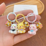 1/6Pcs Colorful Cat Bell Keychains for Friends Backpack Phone Pendant Hangings Couple Cartoon Animal Paw O-shaped Keychains