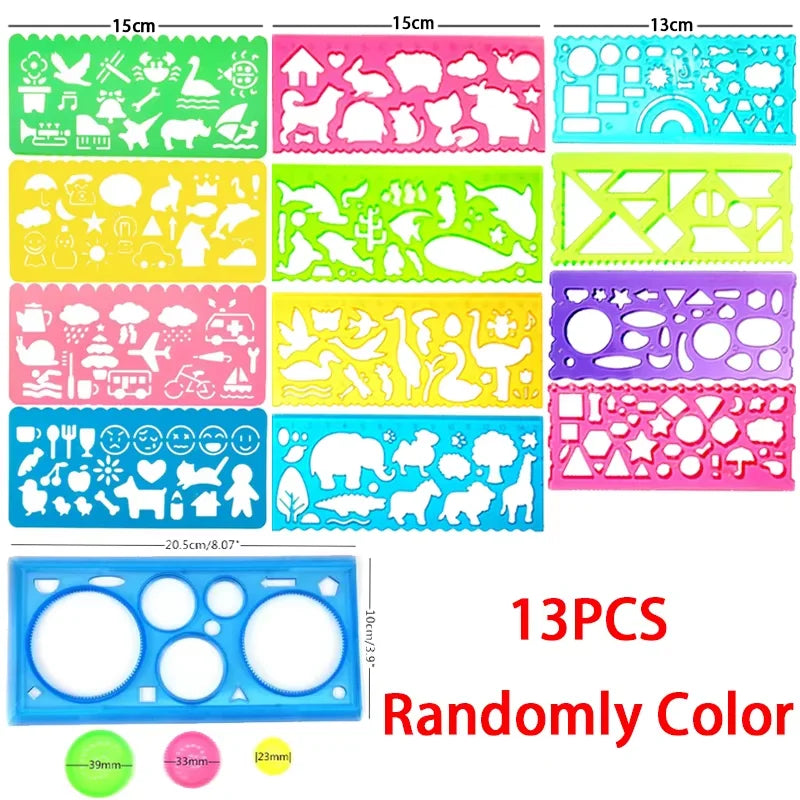 Animal Geometry Art Multifunctional Hollow Rulers Drafting Tools School Painting Supplies Office Kid Art Drawing Stationery Rule