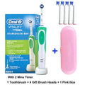 Cepillo de dientes eléctrico Oral B 2D, giratorio, con vibración, recargable, cerdas de acción cruzada, cuidado bucal, 4 cabezales de regalo gratis