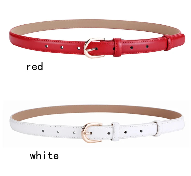 Women's belt genuine leather fashion casual simple everything matching decoration cowhide pants belt white jeans small belt