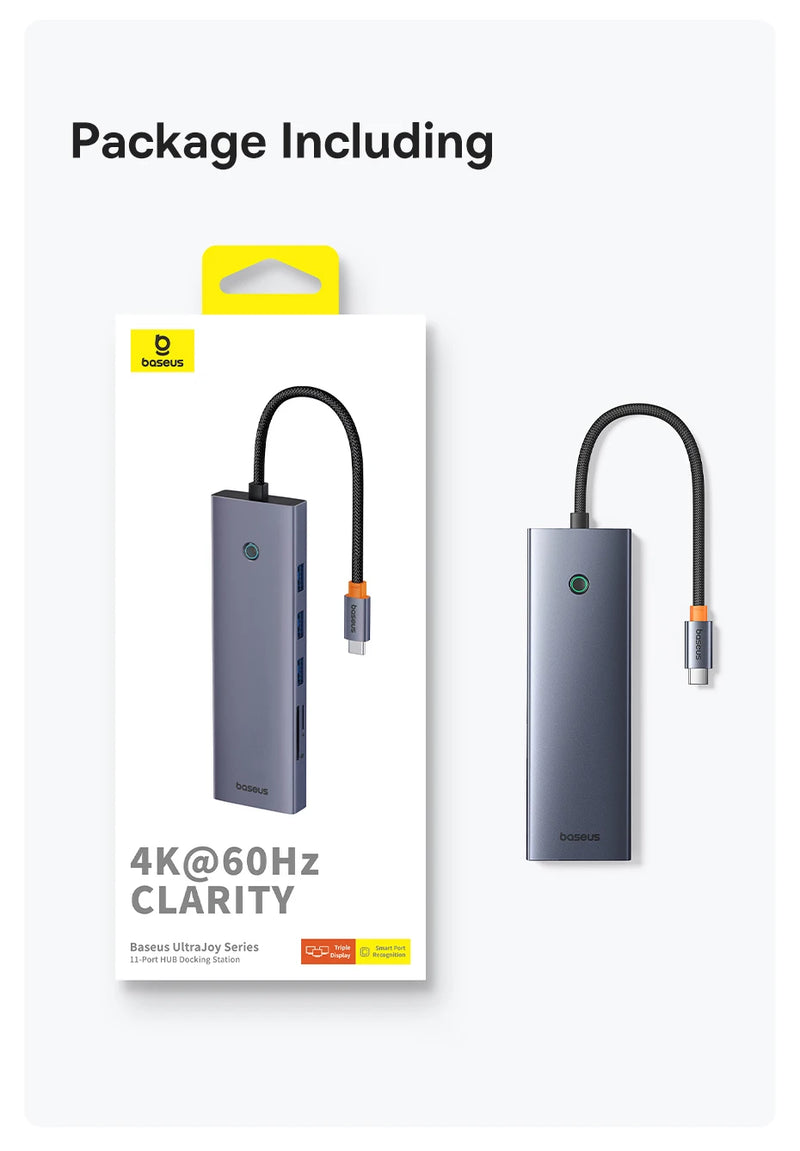 Baseus USB Hub DP 4K Dual HDMI Adapter 11 in 1 Splitter RJ45 USB 3.0 PD 100W Docking Station for MacBook Pro Air M2 M1 USB C HUB