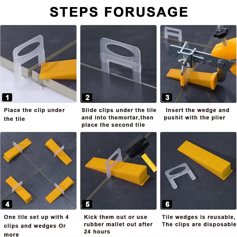 100-1500Pcs Ceramic Tile Leveling System Clips Tile Spacers Laying Clips 0.35/0.5/1/1.5/2/2.5/3mm Construction Tools