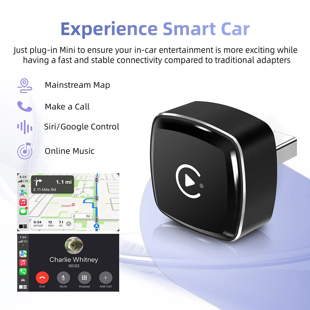 2025 New Adapter 2in1 Mini CarPlay Box Wired To Wireless CarPlay Android Auto Smart Box Bluetooth Connect Plug&Play For 98% Cars