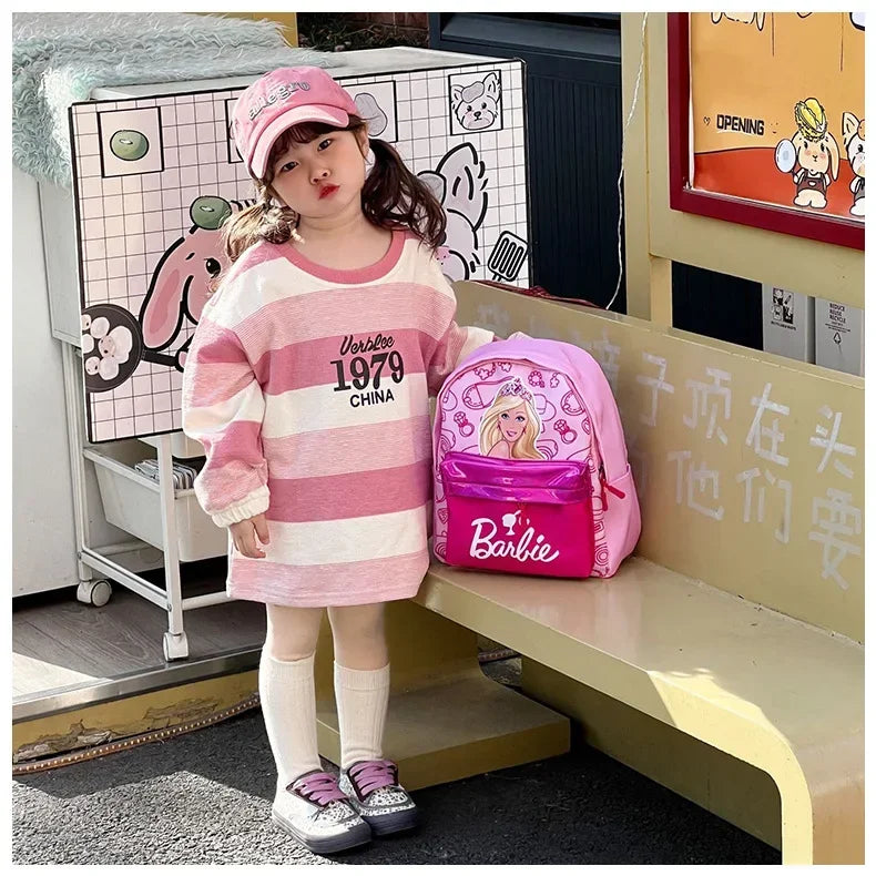 Kawaii Barbie Cartoon Anime Fashion Backpack Girl Barbie Princess Backpack Cute Kindergarten Kids Schoolbag Gift Toys