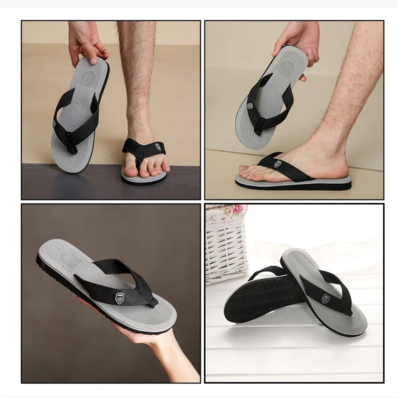 Men's Casual Flip Flops Fashion Beach Shoes Men Summer Non-Slip Flat Slides Men's Slippers Indoor House Shoes Man Male Slipper