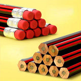 HB Wooden Pencils with Erasers -  Red & Black Barrels for Writing Drawing and Sketching - Ideal for Students and Office Supplies