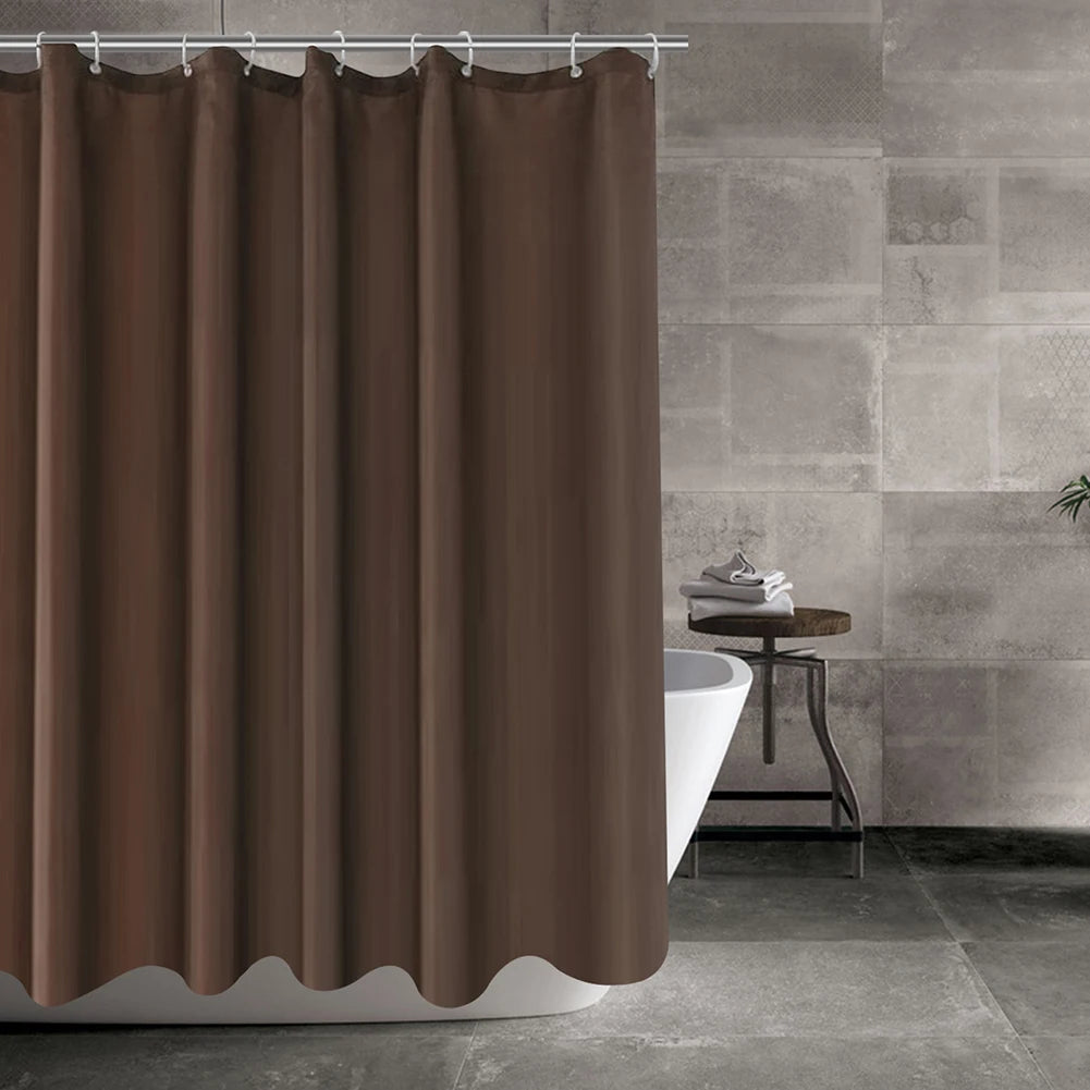 Cortina de ducha de tela sólida resistente, impermeable, para baño, tamaño largo, 230/200 cm, color negro, blanco, gris, marrón y azul.