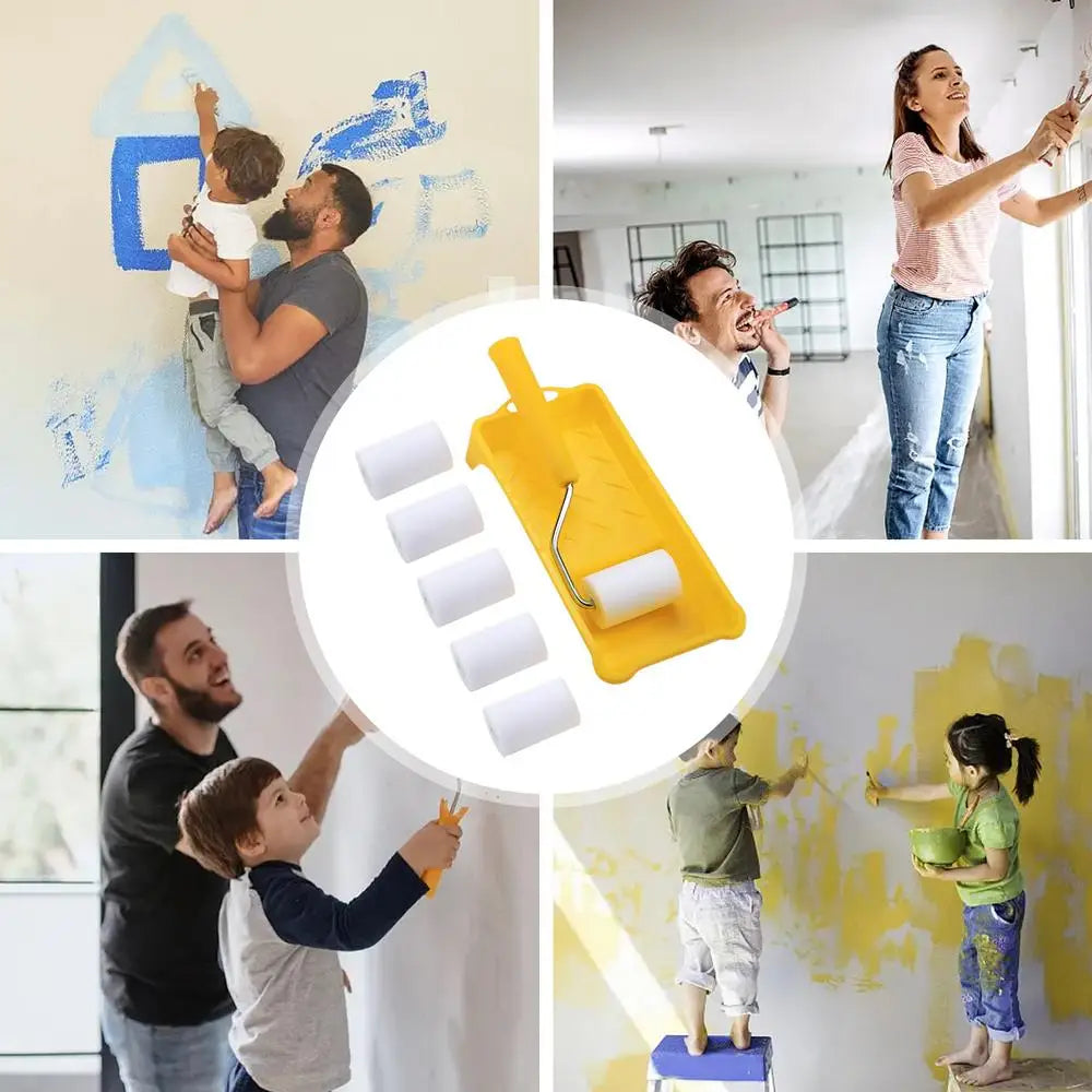 Small Paint Roller Set Mini Roller Edger Brush For Wall Painting With Paint Tray Interior Paint Brushes Painting Tools For Room