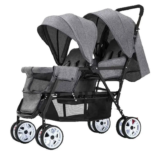 STOCK UE Cochecitos gemelos Cochecitos dobles para niños de dos asientos Cochecito plegable Cochecito de bebé al por mayor Asientos delanteros y traseros