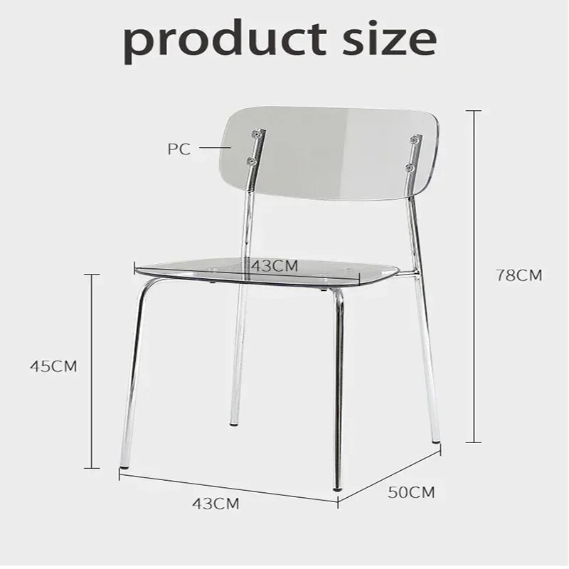 Modern Simple Household Transparent Dining Chair Backrest Single Person Leisure Net Red Table Plastic Chair Makeup Chairs  стул