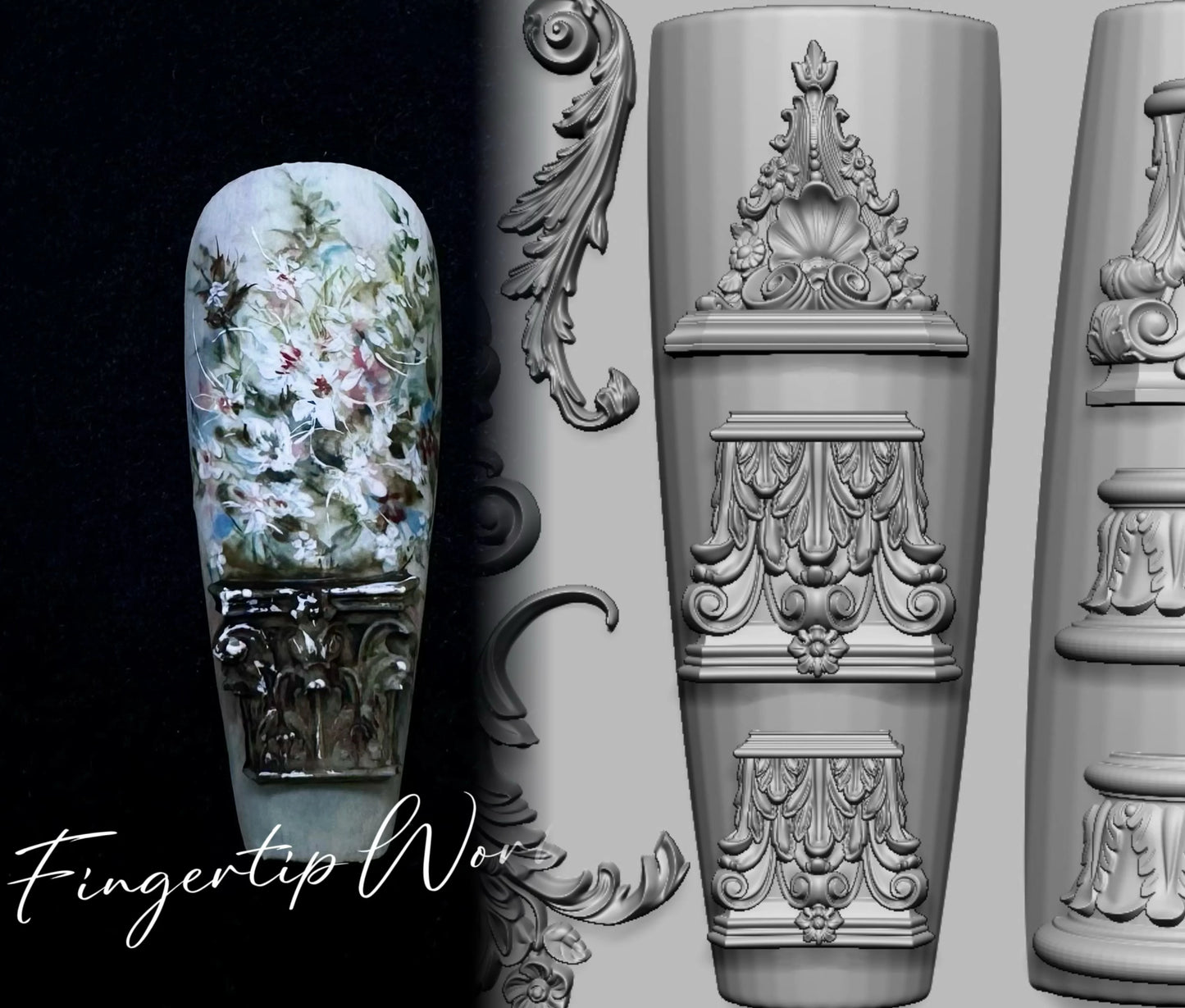 1Pc Chain Ice Flower Fox Spoon Fork Dragon Snake Butterfly 3D Acrylic Mold Nail Art Decorations  DIY Design Silicone Nails Mold