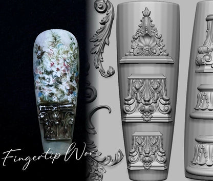 1Pc Chain Ice Flower Fox Spoon Fork Dragon Snake Butterfly 3D Acrylic Mold Nail Art Decorations  DIY Design Silicone Nails Mold