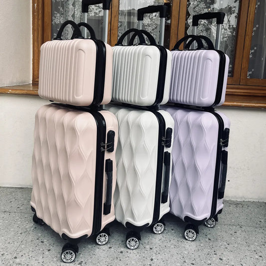 Luggage Set of 2 Pieces, Carry-On Luggage Bag 20inch Portable Small Suitcase Set 14inch Handbag Trolley Case with Universal Wheels Lightweight Travel Gift Code Lock Suitcase