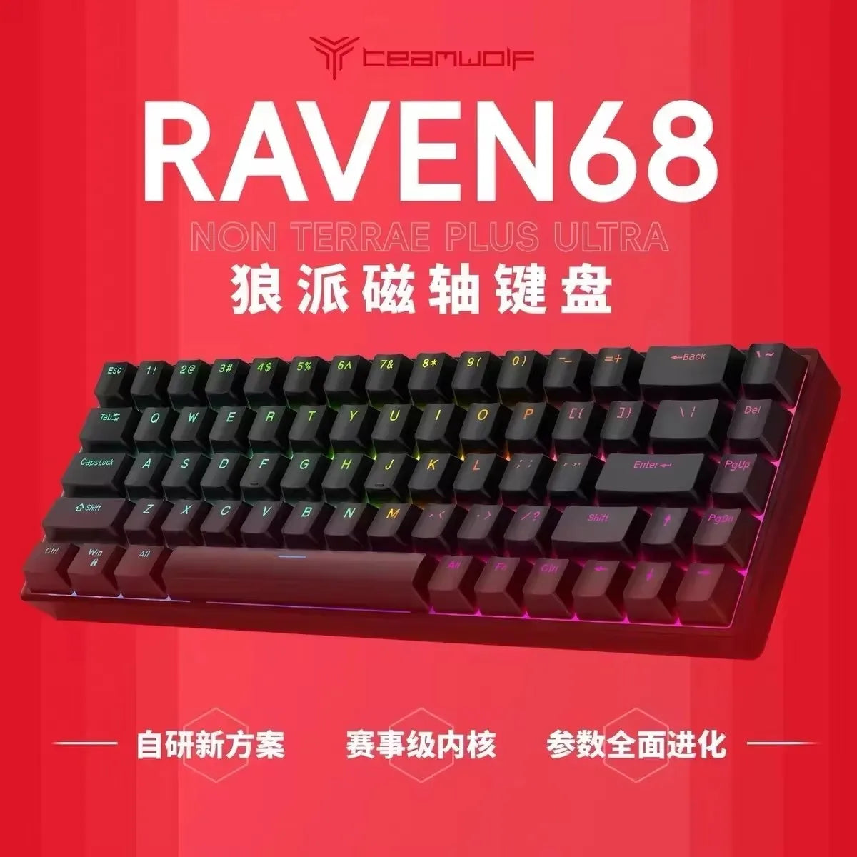 Teamwolf Raven68 Wired Magnetic Axis Mechanical Keyboard 8k Fast Trigger RGB Backlight E-Sports Gaming Customized Keyboard