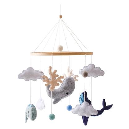Baby Crib Mobile Rattle Toy Wooden Bed Bell Mobile Hanging Teddy Velvet Bear Doll Toy Newborn Music Box Crib Mobile Bracket Gift