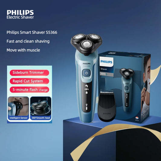 Afeitadora eléctrica Philips S5366/5466 con patillas, gel de ducha corporal completo, artículos de regalo originales y genuinos.