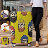 Beard Portrait Pattern Luggage Protective Cover, suitable for 18-32 inch luggage covers, luggage handle gloves, travel accessories