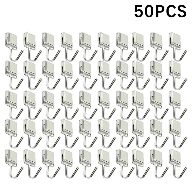 Strong Magnetic Multi-Purpose Storage Hooks, Home Kitchen Bar Key Hooks, Bathroom Hangers, 50Pcs 
