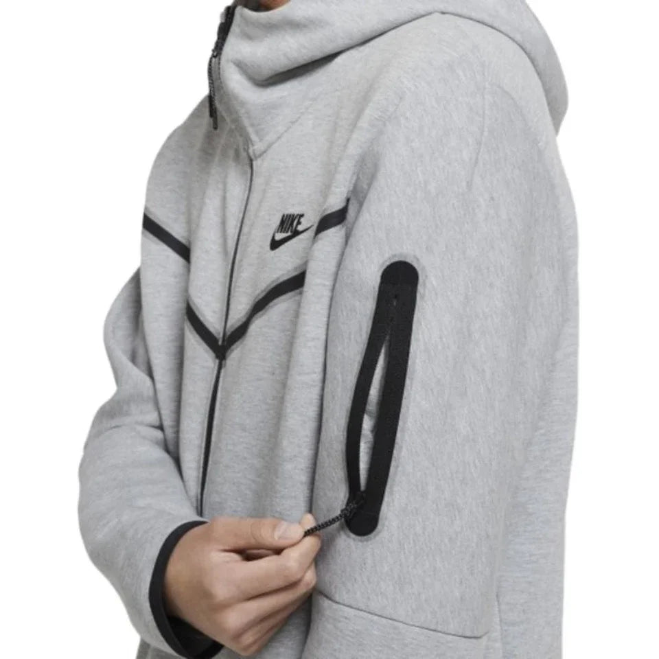 Original Nike NSW Tech Fleece Black Grey Zip Jacket Hoodie Men's Sports Casual Knit Basketball Pullover