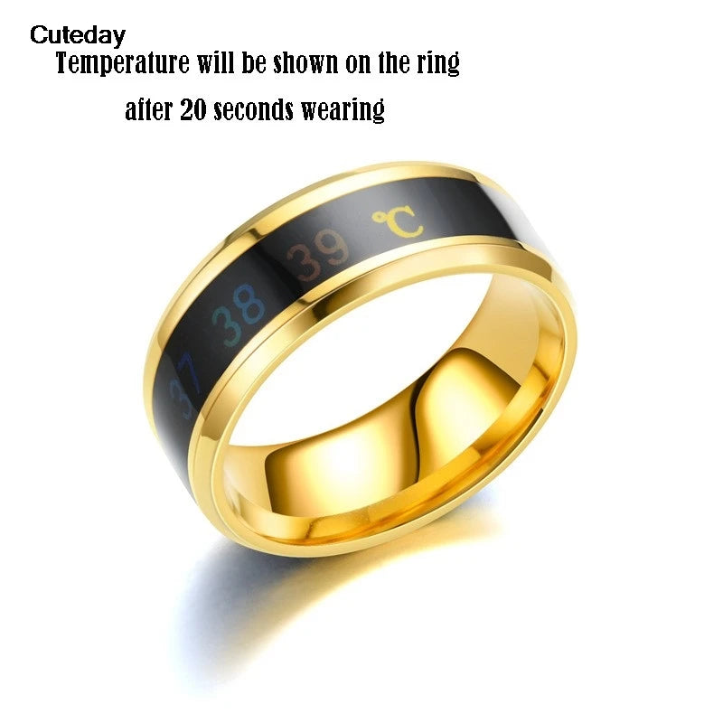 Temperature Ring Titanium Steel Mood Emotion Feeling Intelligent Temperature Sensitive Rings for Women Men Waterproof Jewelry