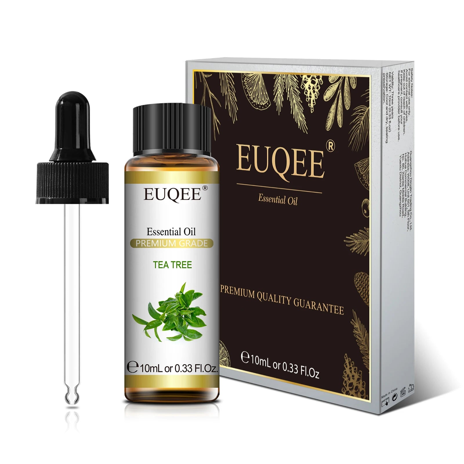Óleo Essencial Natural de Plantas EUQEE 10ml com Conta-gotas para Difusor e Umidificador – Lavanda, Jasmim, Eucalipto e Baunilha