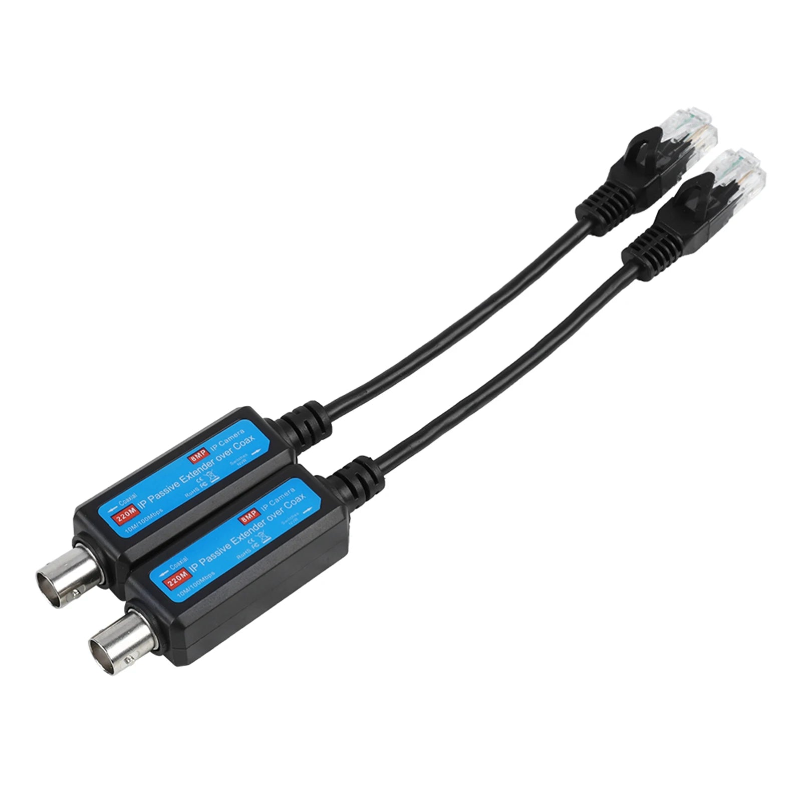 1Pair 10/100Mbps 1CH Passive IP Network Coaxial Transmitter Receiver Extender for IP NVR Camera Extender over Coax for NVR