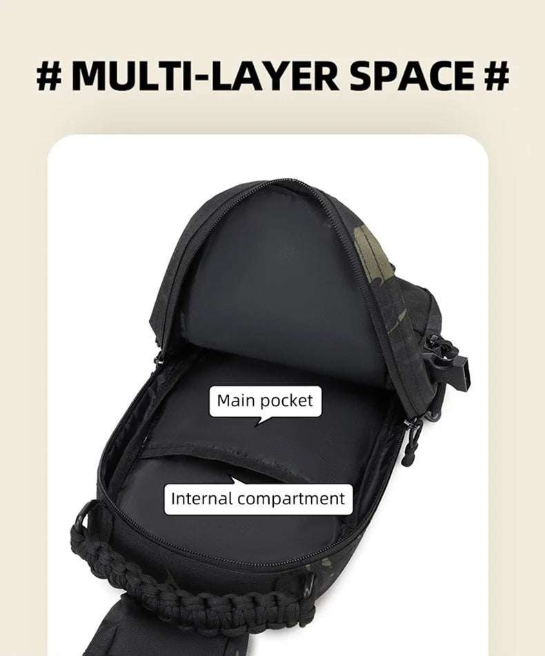 Camping Chest Bag Tactical Backpack for Men Sport Shoulder Outdoor Hiking Climbing Cycling Fishing Travel MOLLE Sling Fanny Pack