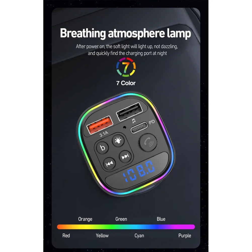 Car MP3 Player with Wireless FM Transmitter and USB-C Fast Charging Port for Reliable Connection and Hands-Free Use