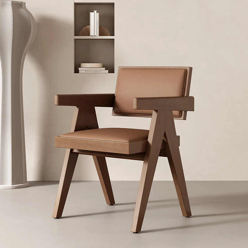 Rattan Nordic Relaxing Design Chair Accent Solid Wood Dining Modern Computer Office Aesthetic Relax Armrest Garden Furniture