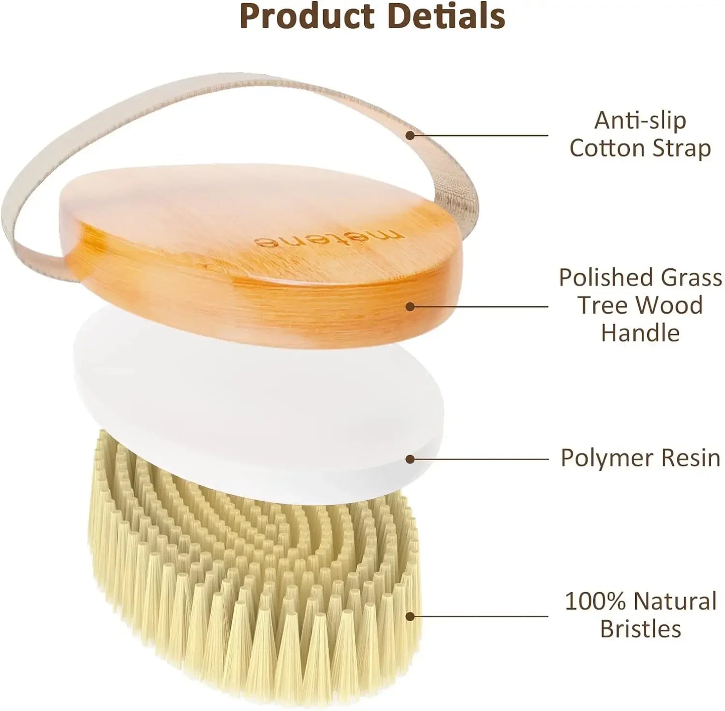Escovas corporais secas, purificadores corporais esfoliantes, cerdas naturais para pele seca, melhoram a circulação, parar cabelos encravados