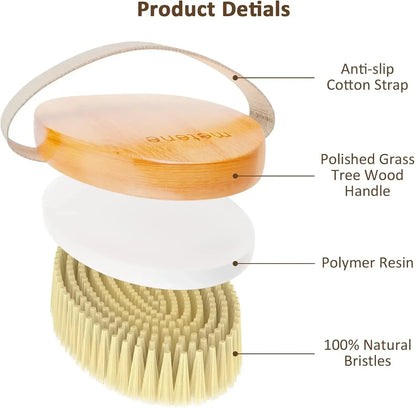 Escovas corporais secas, purificadores corporais esfoliantes, cerdas naturais para pele seca, melhoram a circulação, parar cabelos encravados