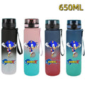 650ML Sonic Hedgehog Sport Water Bottle Large Capacity Cartoon Portable Plastic Water Bottle Drinking Cup Student Birthday Gifts