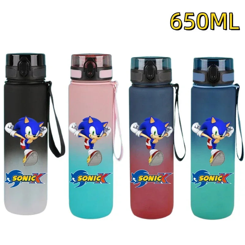650ML Sonic Hedgehog Sport Water Bottle Large Capacity Cartoon Portable Plastic Water Bottle Drinking Cup Student Birthday Gifts