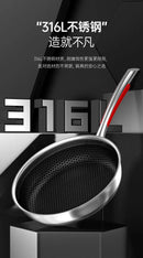 MOEYE Frying Pan 316L Stainless Steel 28/30/32cm Kitchen Nonstick Pan Cooking Skillet Kitchen Nonstick Skillet Induction Pan